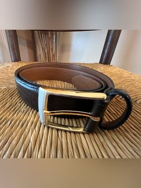 Vintage Bench Craft Canada Black Croc Embossed Genuine Leather Belt 36